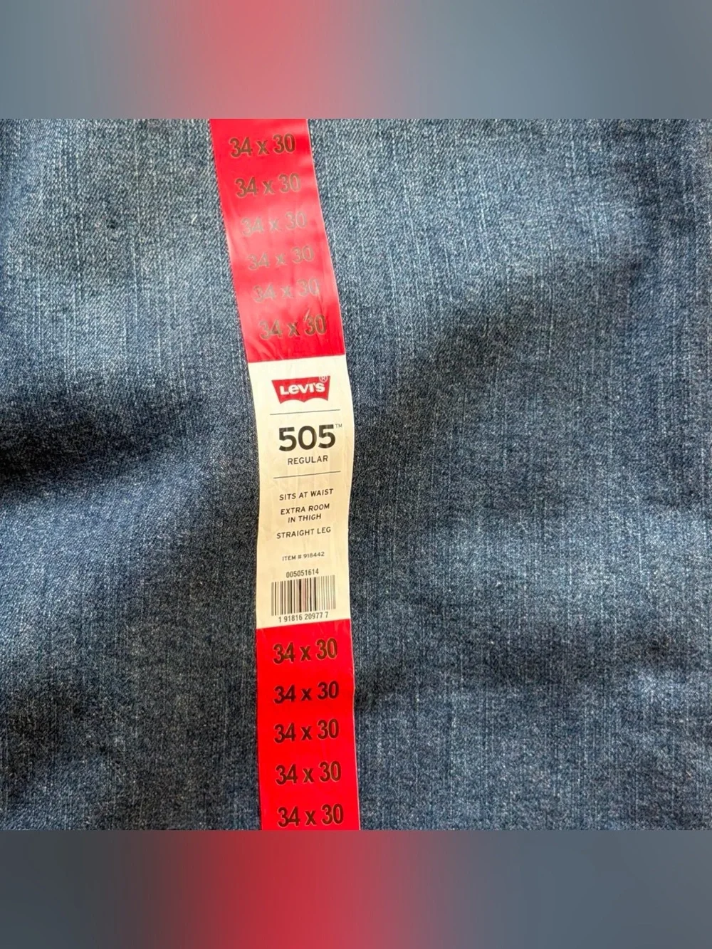 New Levi's 505 Regular Fit Denim Jeans Mens 34x30 Cotton NWT